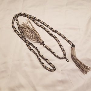 Faux leather and chain necklace/belt